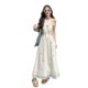 White Seaside Vacation Elegant dress Children Summer 2025 New Tea Break French Waist Neck Strap Long Dress