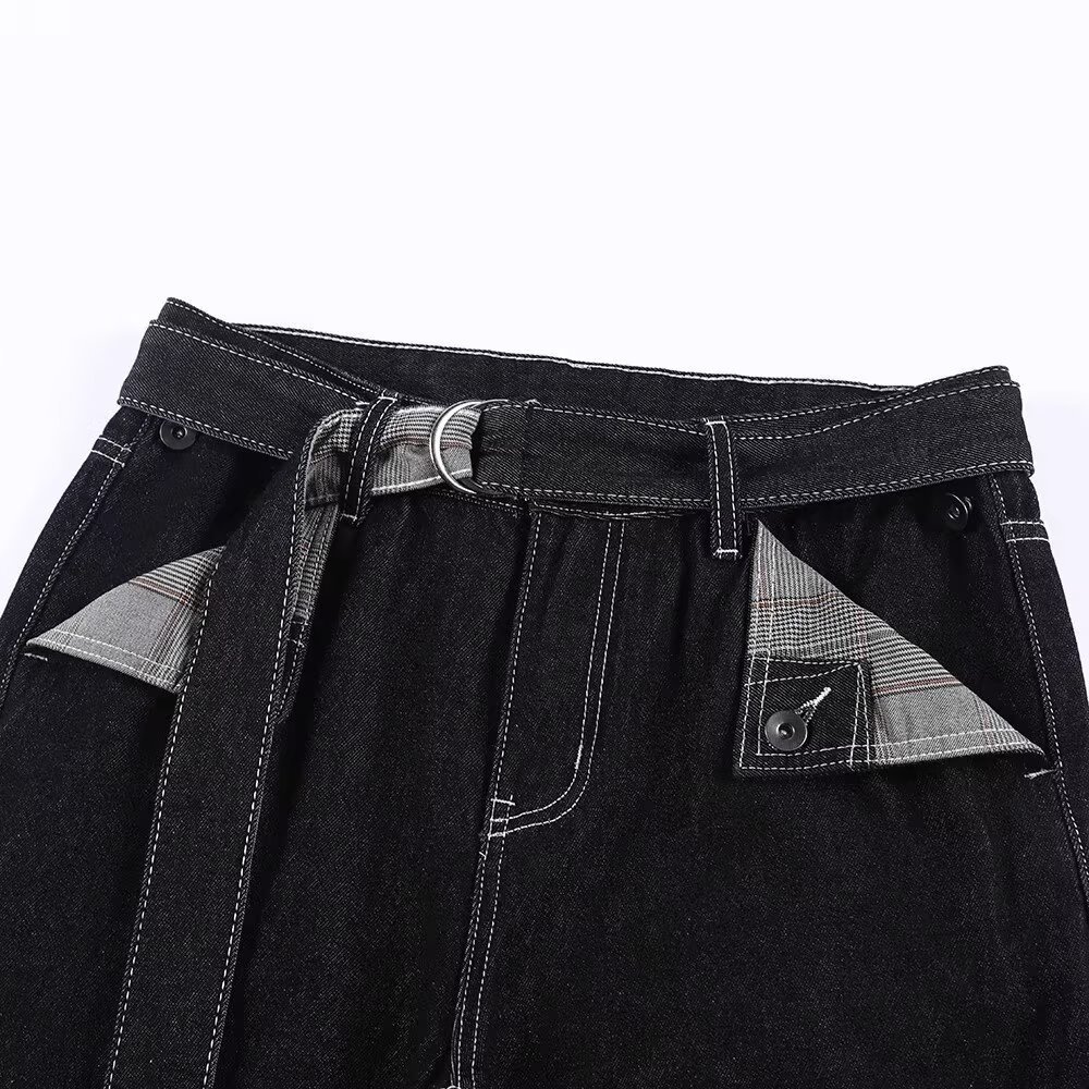 High Waist Flowy Trousers With Dragging Hem, Unisex Summer Black Denim Pants, Lightweight & Breathable (S-3XL)_voghion.com