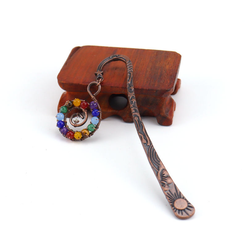 Retro personalizado nuevo hecho a mano con cuentas de colores Concha vida árbol marcador colorido cristal en forma de concha marcador BM05