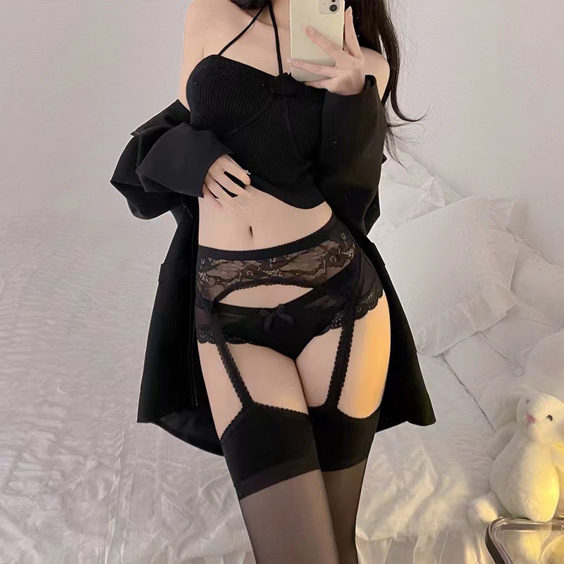 블랙 [아이스 실크] 블랙 가터 벨트