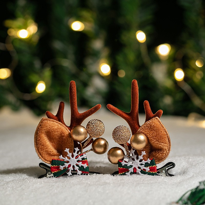 Adorable cabello de Navidad corno de ciervo cinco estrellas cabeza de banda de cabello de Navidad para niños corpos de cabello de decoración accesorios clipes de cabello