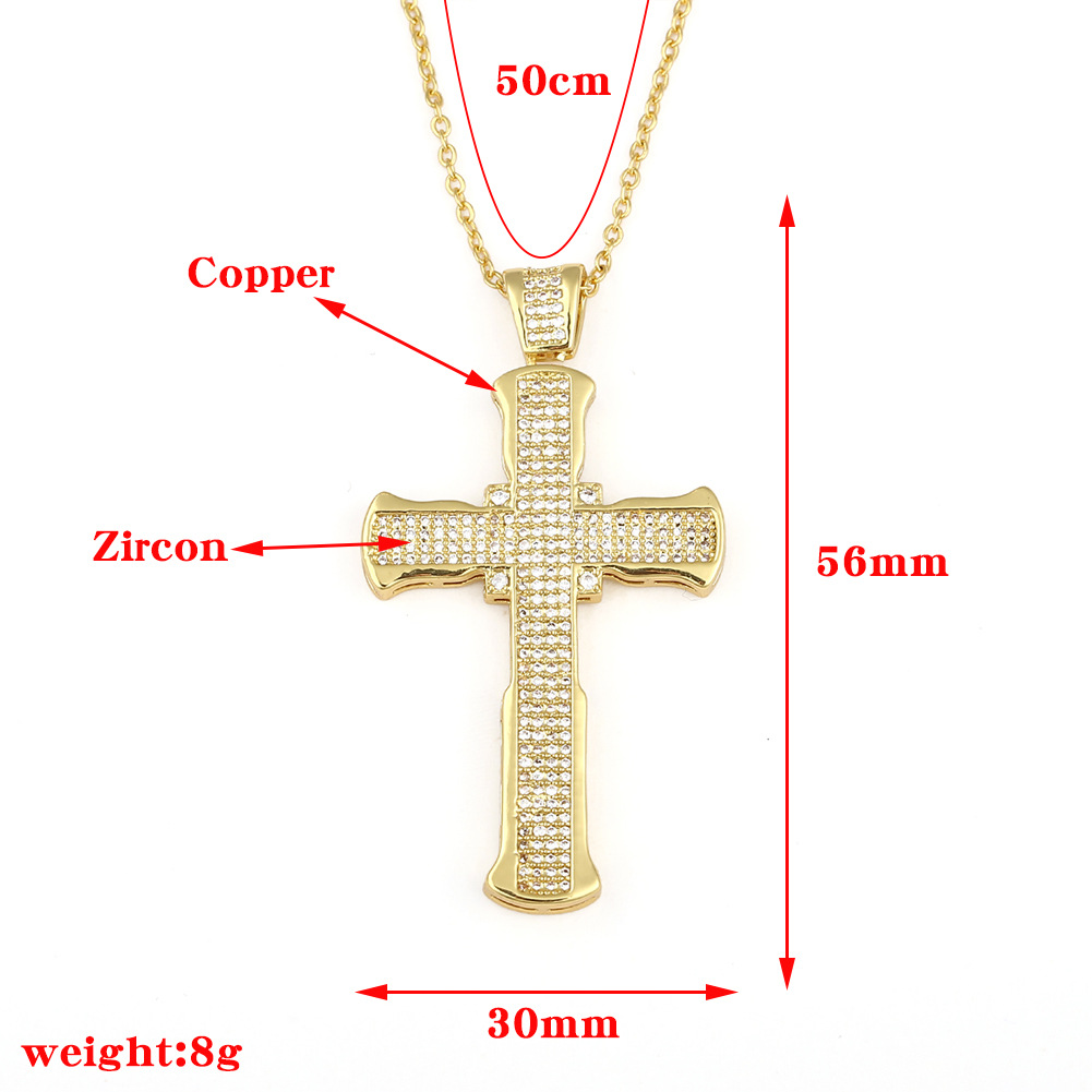 Collier Croix En Cuivre Et Zircon display picture 1