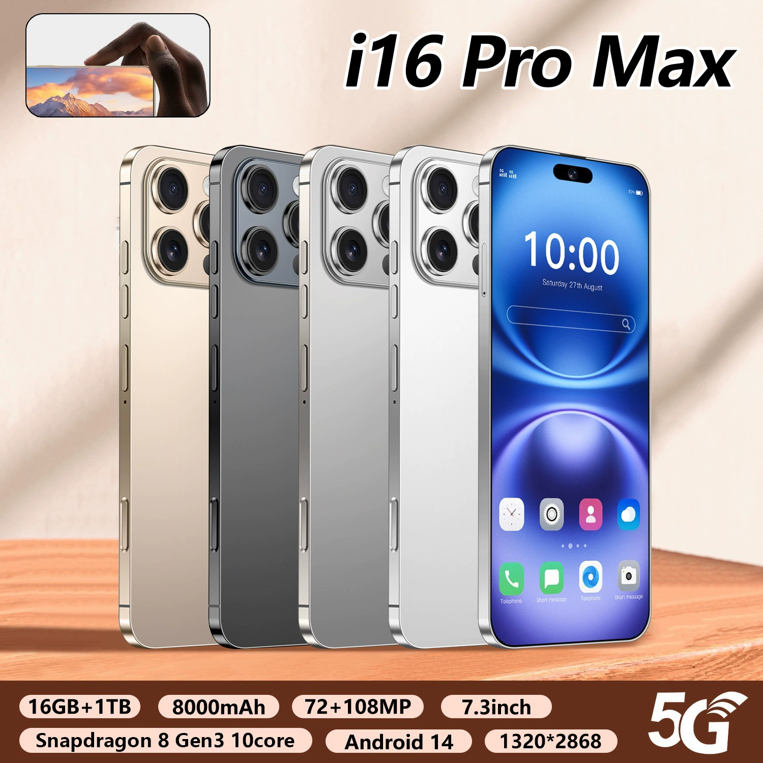 Умные часы Pro, мобильный телефон, Intel Core i16, 16 Pro Max, Android, широкий экран