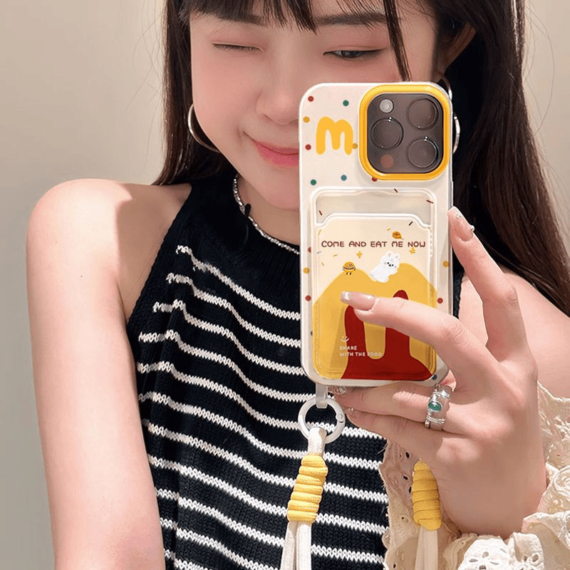 M记汉堡小兔适用苹果15PROMAX手机壳iPhone14挂绳13卡包12软壳11x|undefined