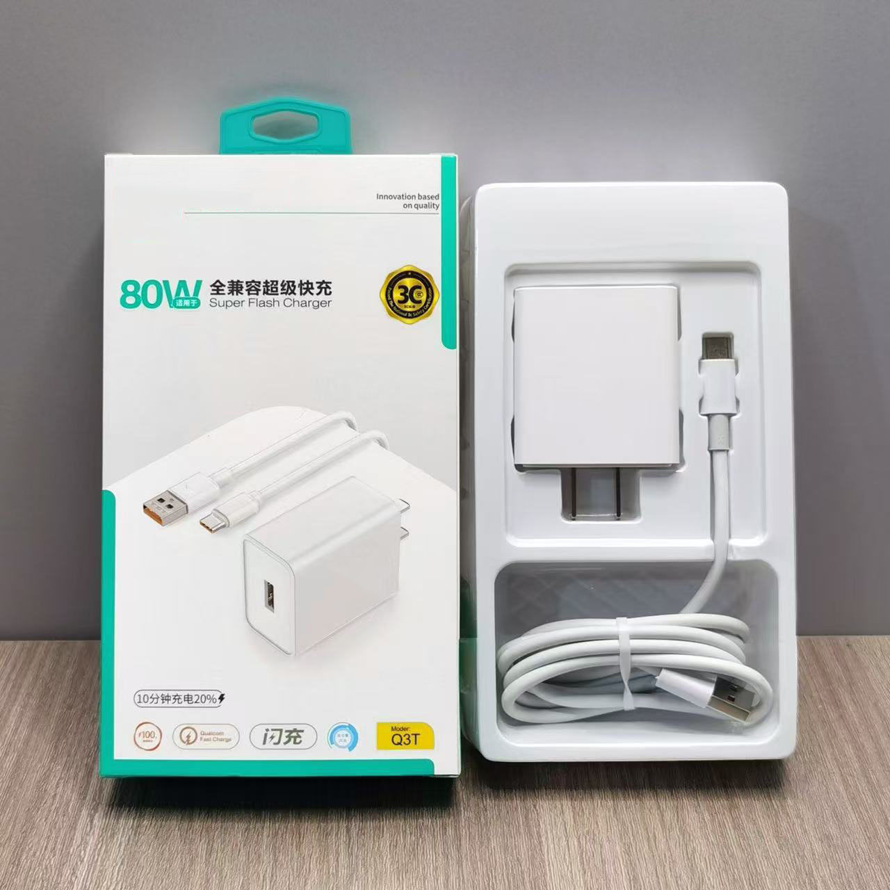 Kit de carga rápida Q3T universal 80W HW OP XM Android cable de carga rápida Tipo-C