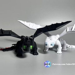 跨境3d打印玩具无牙仔关节可活动翅膀可展开转动飞龙创意桌面摆件