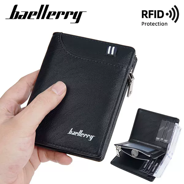 New Men's Short Wallet Baellerry Cross-Border Business Multi-Card Slot Zipper Coin Purse Wallet