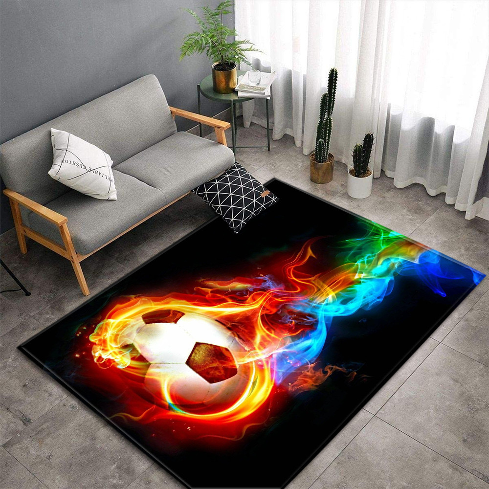 Transfronteriza alfombra de campo de fútbol de dibujos animados dormitorio sala de estar sofá mesa de café alfombra de piso en stock al por mayor