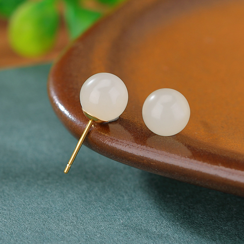 Bông tai hạt tròn hình học mạ vàng bạc S925 — Mẫu cỡ nhỏ (6mm)