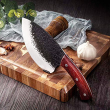 阳江老式锤纹锻打杀鱼刀专业开背片生鱼刀宰削剖剁鱼刀剔骨多用刀