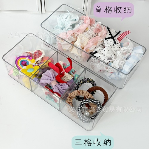 Children's hair accessory storage box dustproof hair clip hair tie hair ring jewelry compartment organizer transparent acrylic jewelry box