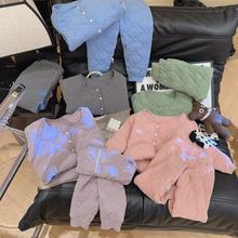 儿童保暖校服神器套装学生秋冬加厚棉衣外套女宝宝三层夹棉打底裤