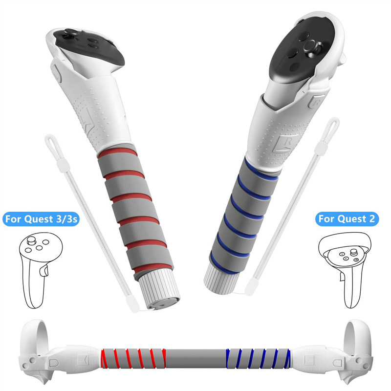 Meta Quest2/3/3S Extended Handle Game Controller Expansion Accessories Golf Rhythm Lightsaber Anti-Slip