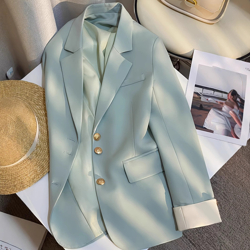2025 Spring and Autumn New Multi-Color Suit Jacket Cream Korean Style Design Niche Fashion Temperament Goddess Commuting 2025 Spring and Autumn New Multi-Color Suit Jacket Cream Korean Style Design Niche Fashion Temperament Goddess Commuting