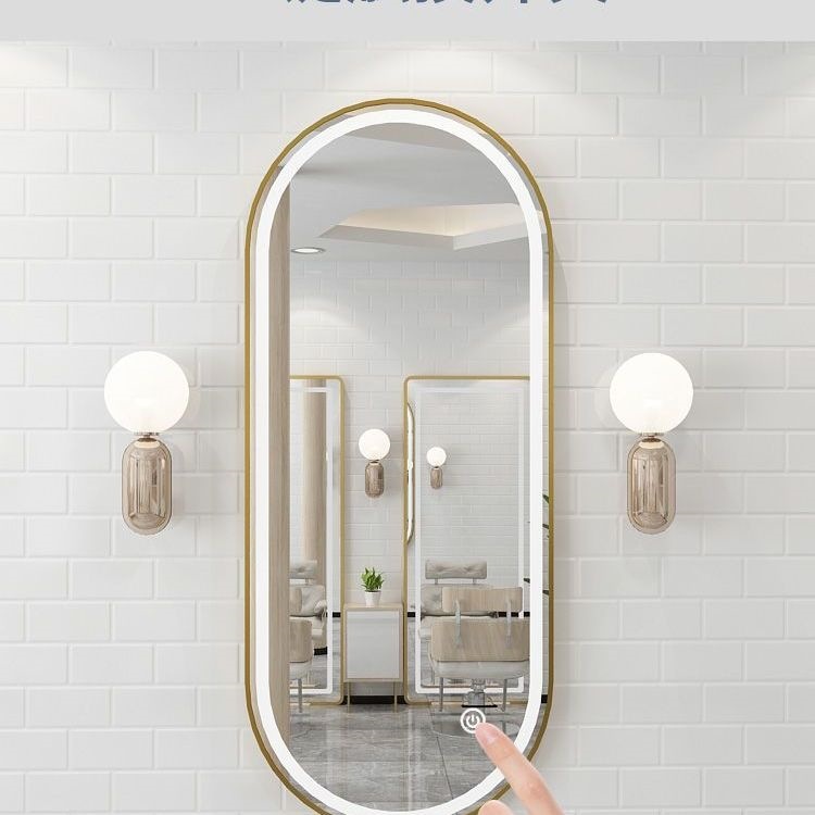 Espejo de peluquería simple, espejo especial de peluquería, espejo rojo con lámpara, espejo de pared, espejo de peluquería, espejo de peluquería