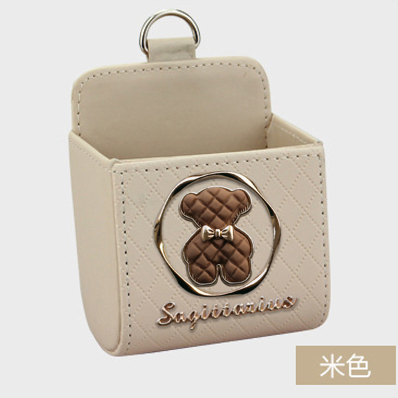 Bolsa de almacenamiento de salida de aire del automóvil bolsas de colgar de teléfonos móviles creativas de metal osos pequeños cajas de almacenamiento de artículos de automóvil almacenamiento de suspensión