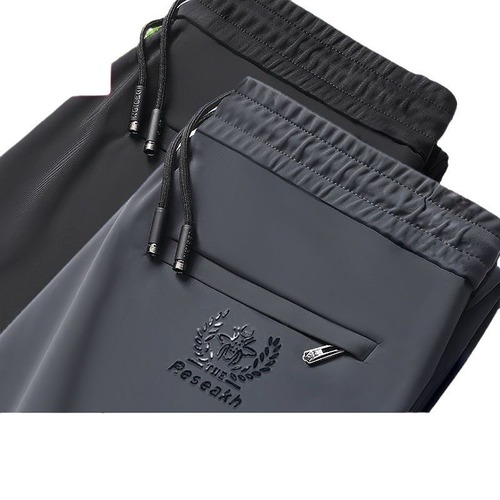 Classic Simple Versatile Breathable Cool Feeling Ice Silk Pants Summer Men's Straight Tube Quick Dry Thin Sport Casual Trousers 