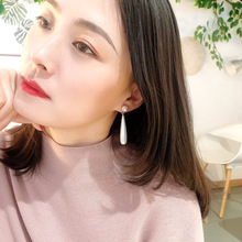 韓國東大門時尚新品代購S925銀針長款水滴珍珠耳墜耳飾女飾品批發
