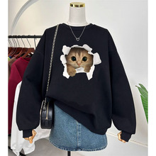 2025秋冬新款圆领大码宽松棉卫衣女情侣装薄款加绒长袖上衣服