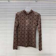 明星朴彩英同款marin*e月亮网纱镂空打底衫修身月牙长袖植绒透视