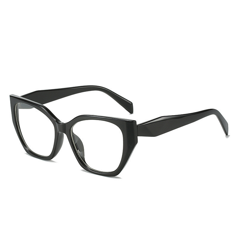 Cuadro de marco negro llano gafas mágicas ojo de gato textura ins estilo gafas marco puede ser equipado con miopía cara mirando pequeños gafas marco