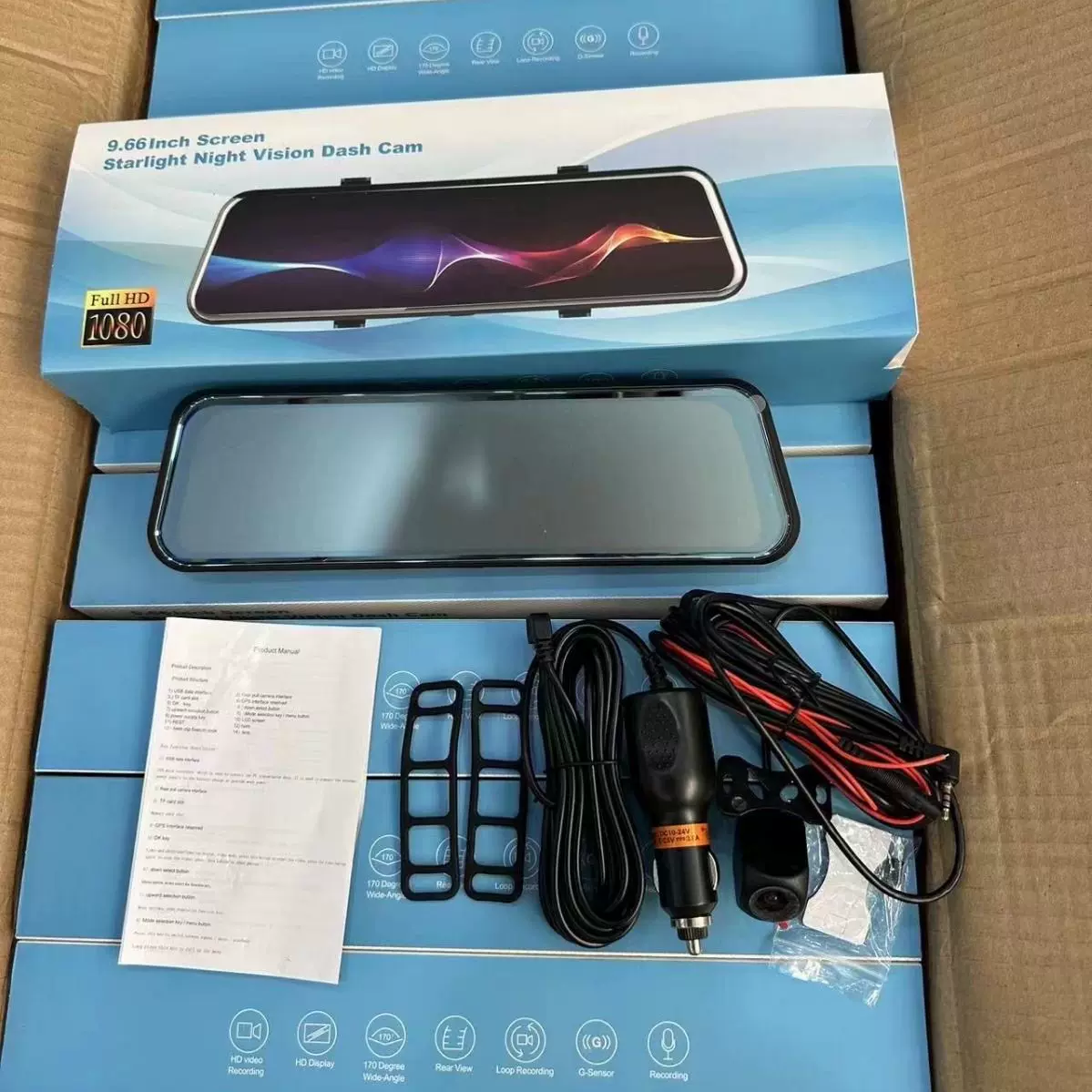 9.66 10寸4K4G全屏流媒体后视镜高清夜视1080P双镜头行车记录仪