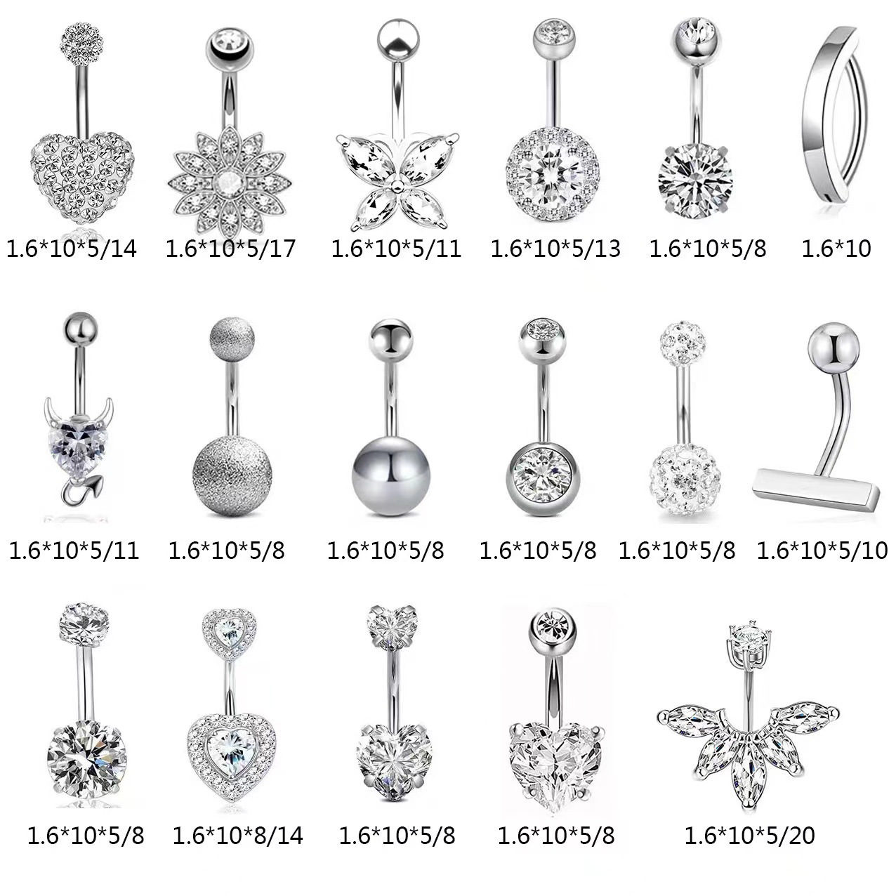 Stainless Steel Piercing Jewelry Multi-piece Rings And Studs_voghion.com