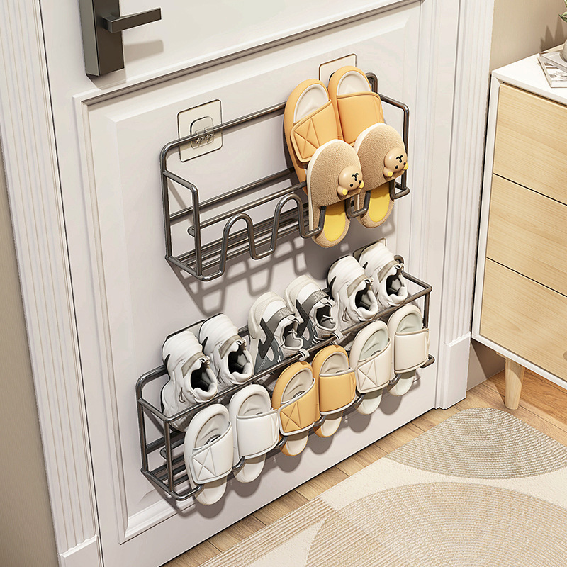 Door Rear Shoe Rack Wall-mounted Dormitory Simple Door Punch-free Bathroom Wall Storage Shoes Storage Artifact Door Rear Shoe Rack Wall-mounted Dormitory Simple Door Punch-free Bathroom Wall Storage Shoes Storage Artifact