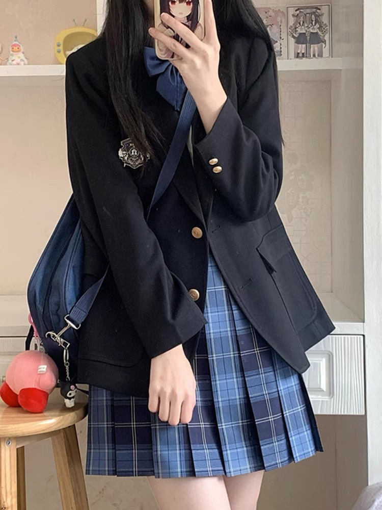 韓国版のスーツの上着の学生の学院の風jkの制服のスーツの小さい背のスーツのフルセットの秋冬の百のスカート