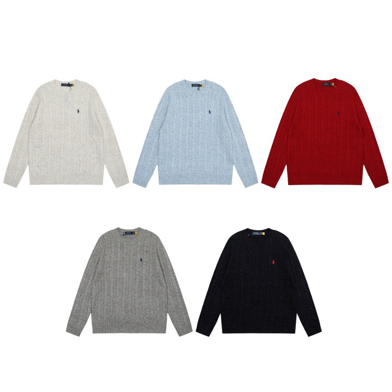 Rl Pony Dot Knitwear Round Neck Knitwear Pullover Wool Men's and Women's Stereo Embroider Craft Mid-Length Knitwear Rl Pony Dot Knitwear Round Neck Knitwear Pullover Wool Men's and Women's Stereo Embroider Craft Mid-Length Knitwear