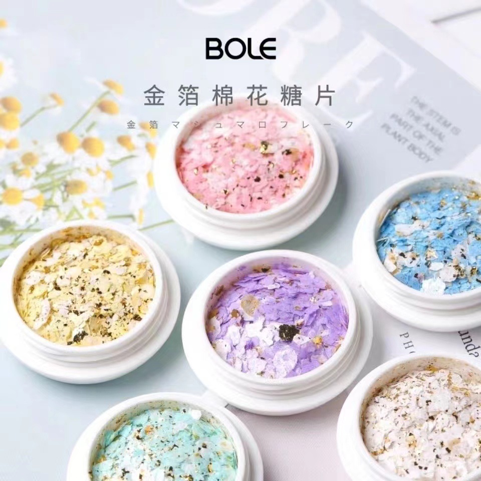 琳达日系秋冬款金箔棉花糖片  糖霜粉片 美甲矿石铜金片 颜色多样