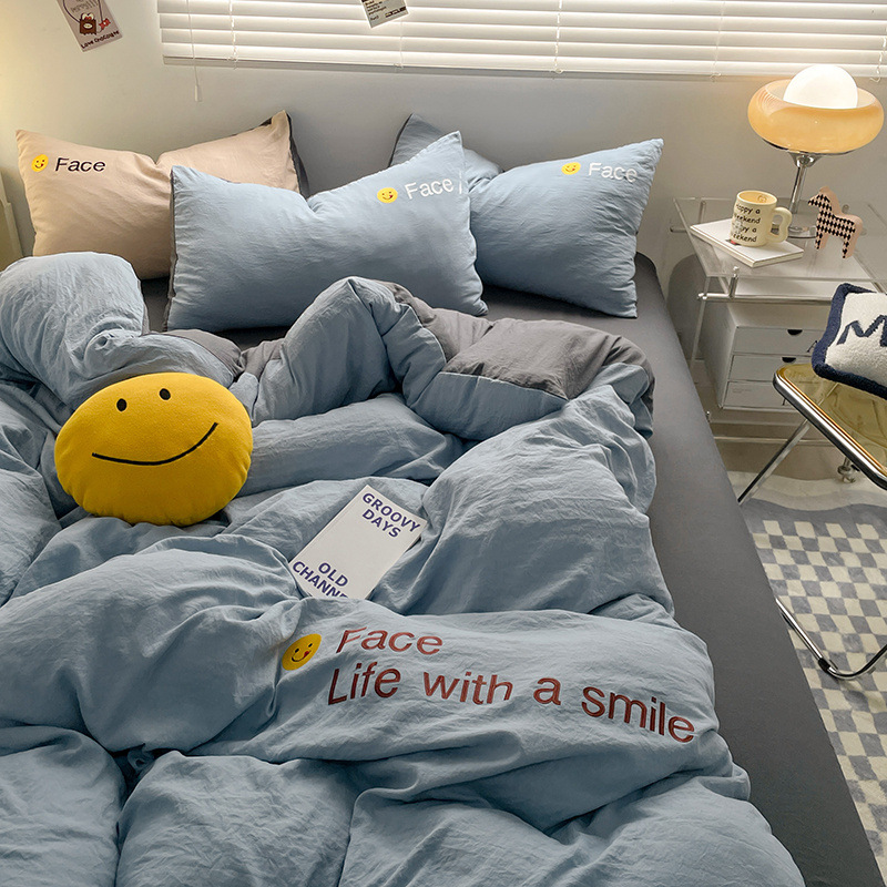 Bedding three four five six seven eight-piece bed sheet pillow quilt a set of full suit bedding student dormitory