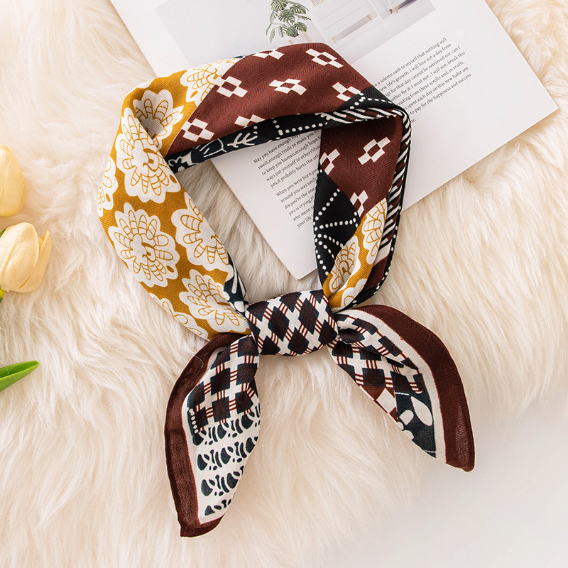 (2개) 70CM 모조 실크 스카프 스카프 크로스보더 프린팅 우아한 패션 하이엔드 감각 올매치 기질 출퇴근 실크 스카프