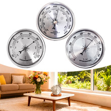 银色气压计直径90mm金属边框温度计指针式湿度计定制迷你晴雨表