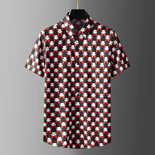 夏季新不规则全身几何立体数码印花男士短袖衬衫工厂直销一件代发