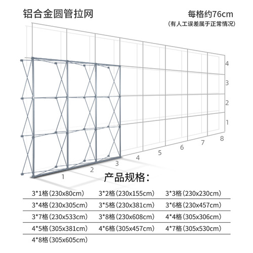 Aluminum alloy round tube pull-out screen stand, portable outdoor foldable advertising display stand with background signature wall