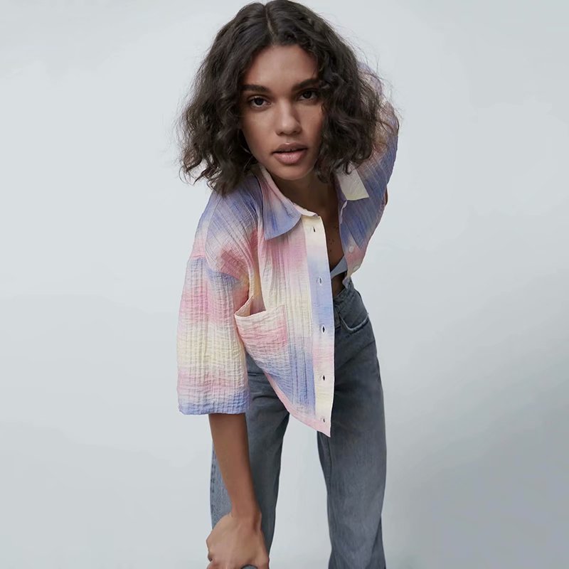 tie-dye draped lapel blouse  NSAM42999