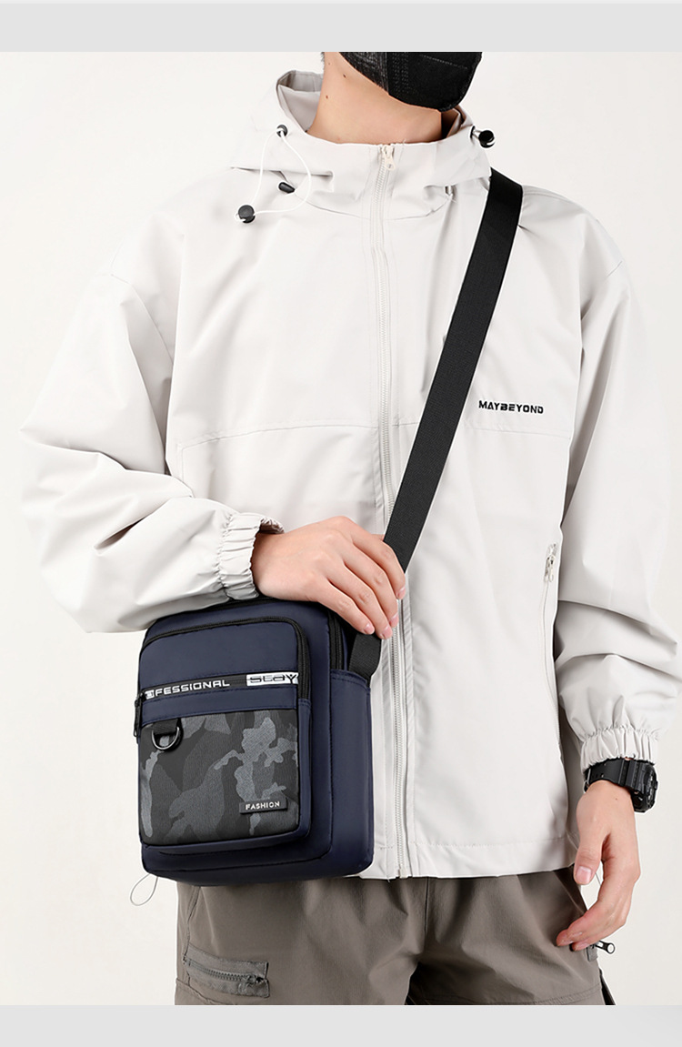 2024 New trendy men's bag, waterproof Oxford fabric single-shoulder crossbody backpack, men's vertical multi-functional casual messenger bag undefined