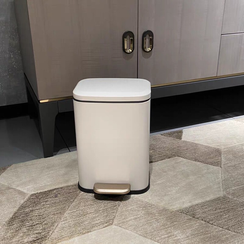 Household Stainless Steel Trash Can Fixed Lid Slow-Down Living Room 13L Bathroom Foot Pedal Simple Style High-Value Trash Can Household Stainless Steel Trash Can Fixed Lid Slow-Down Living Room 13L Bathroom Foot Pedal Simple Style High-Value Trash Can