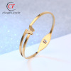 Retro grace Super Flash Scrub butterfly Titanium Bracelet Stainless steel Opening Spring buckle Bracelet golden Bracelet