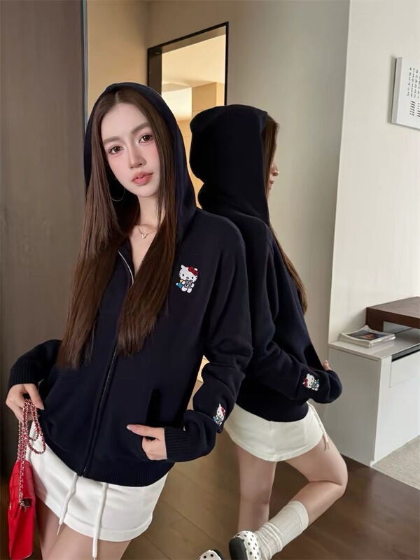 Urban Matchstick Man 26 new collection: limited-edition Kitty sweater, hooded cardigan, knitted sweater, navy blue zip-up jacket, long sleeves Urban Matchstick Man 26 new collection: limited-edition Kitty sweater, hooded cardigan, knitted sweater, navy blue zip-up jacket, long sleeves