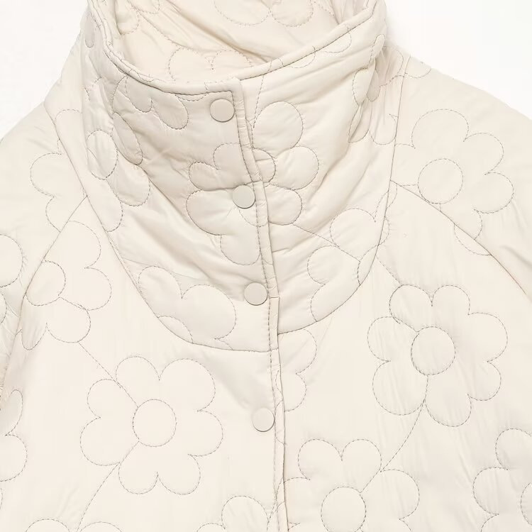 Damenbekleidung Herbst Winter neue blumenbedruckte Baumwolljacke_voghion.com