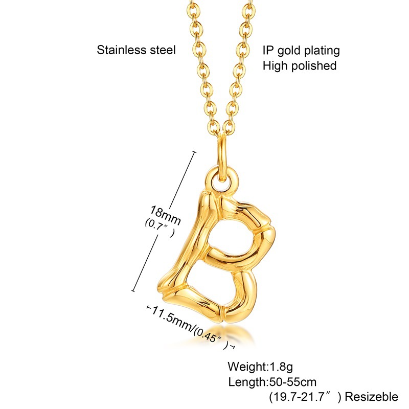 Fashion Letter Titanium Steel Polishing Plating Gold Plated Pendant Necklace display picture 2