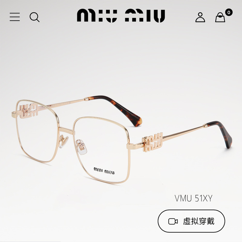 Miu glasses frame 51X large metal hollow frame, miu makeup-enhancing magic tool, makes the face appear smaller, non-prescription lenses, can be fitted with prescription lenses Miu glasses frame 51X large metal hollow frame, miu makeup-enhancing magic tool, makes the face appear smaller, non-prescription lenses, can be fitted with prescription lenses