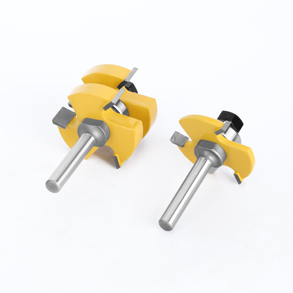8mm de tres dientes de tipo T Tenon cuchillo de empalme cuchillo de piso de carpintería fresadora de pintura amarilla ventas directas de la fábrica