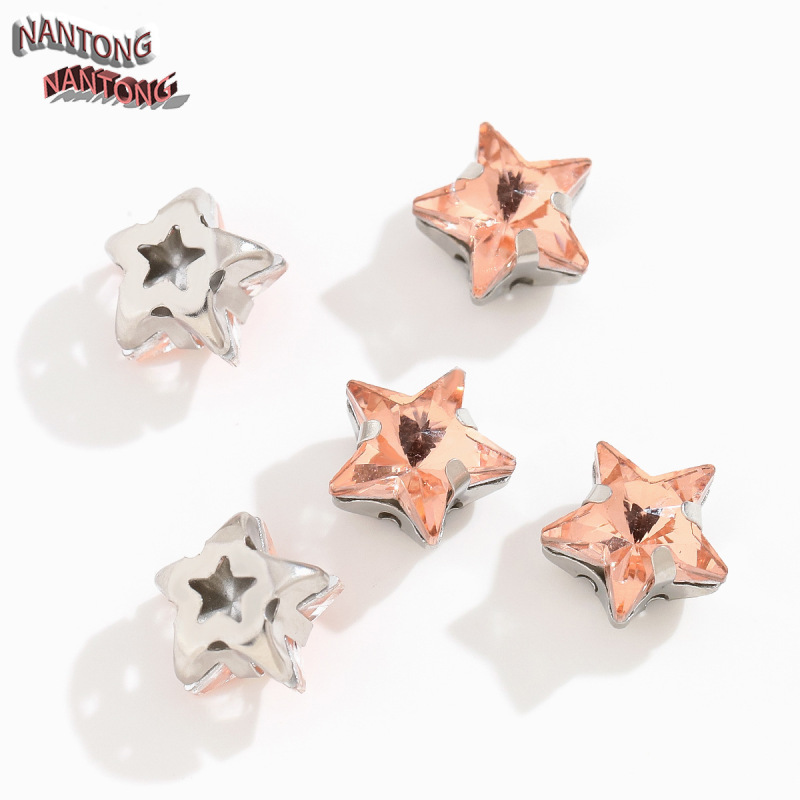 手縫い五芒星爪ドリルガラスクリスタル手縫いドリル DIY ウェディングドレス素材ホワイト K 穴付きドリルアクセサリー|undefined