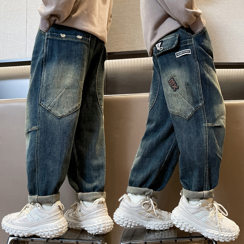 儿童装男童春装洋气裤子2025新款男孩中大童春季牛仔休闲长裤潮|undefined