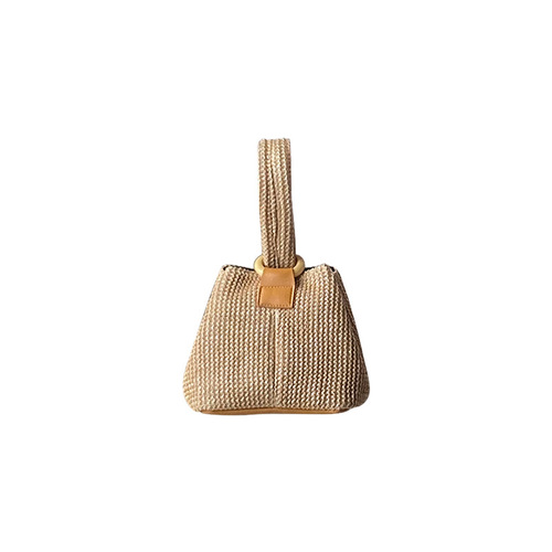 Cute portable straw bag for girls 2024 new niche personality summer chain bag shoulder woven bag trendy