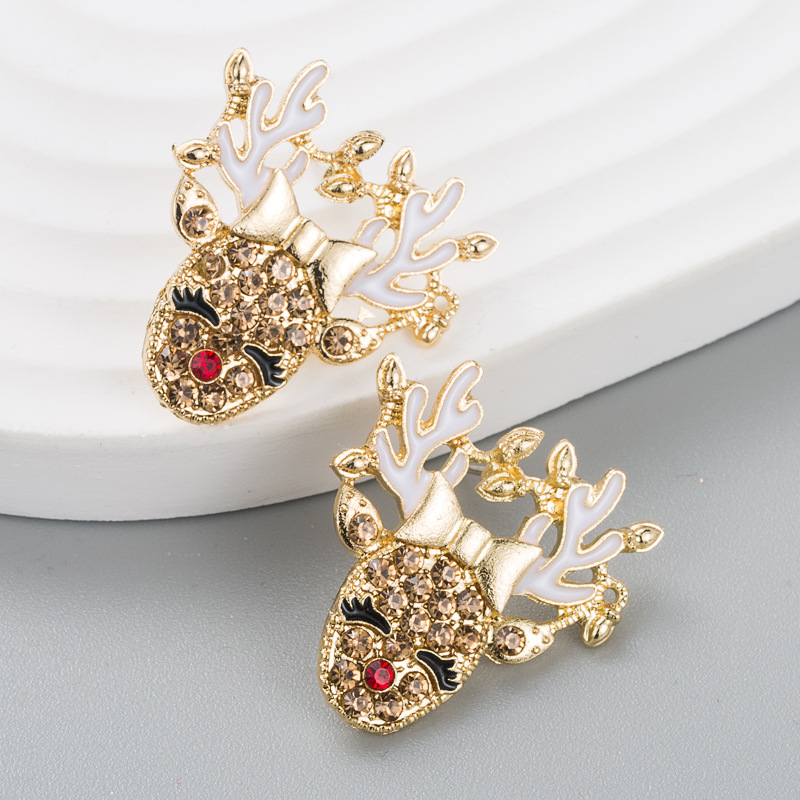 European And American Fashion Personality Drip Oil Antlers Alloy Diamond Elk Earrings display picture 5