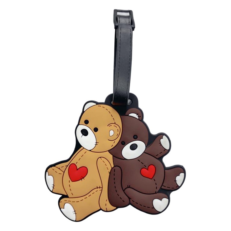 PVC Soft Rubber Bear Luggage Tag Creative Silicone Luggage Tag Shipping Identification Card Set Cute Travel Tag